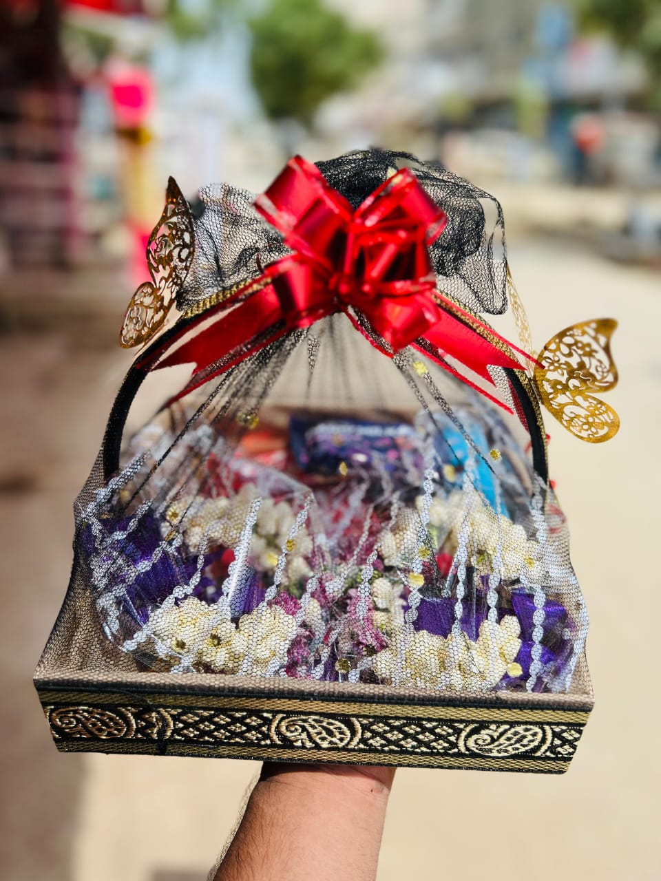 Premium Chocolate and Flower Gift Basket