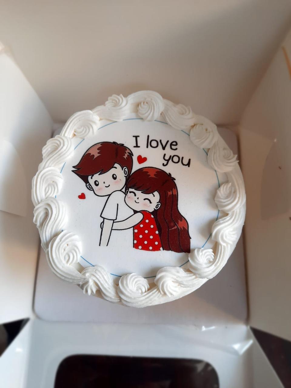 Cute Couple Cartoon Love Cake