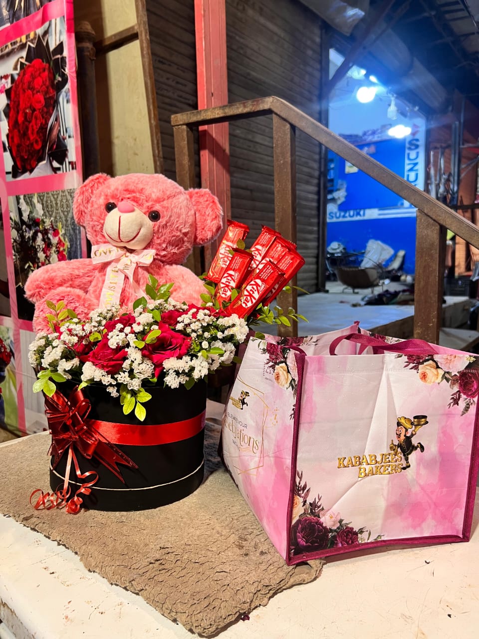 Teddy Love Gift Box with Chocolates and Flowers