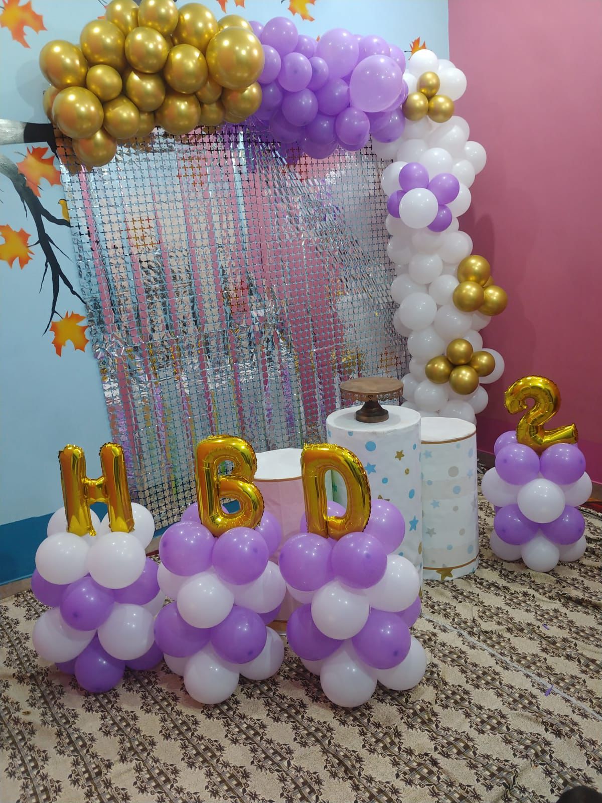 Kids Birthday Balloon Decoration Setup with Arch and Number Balloons
