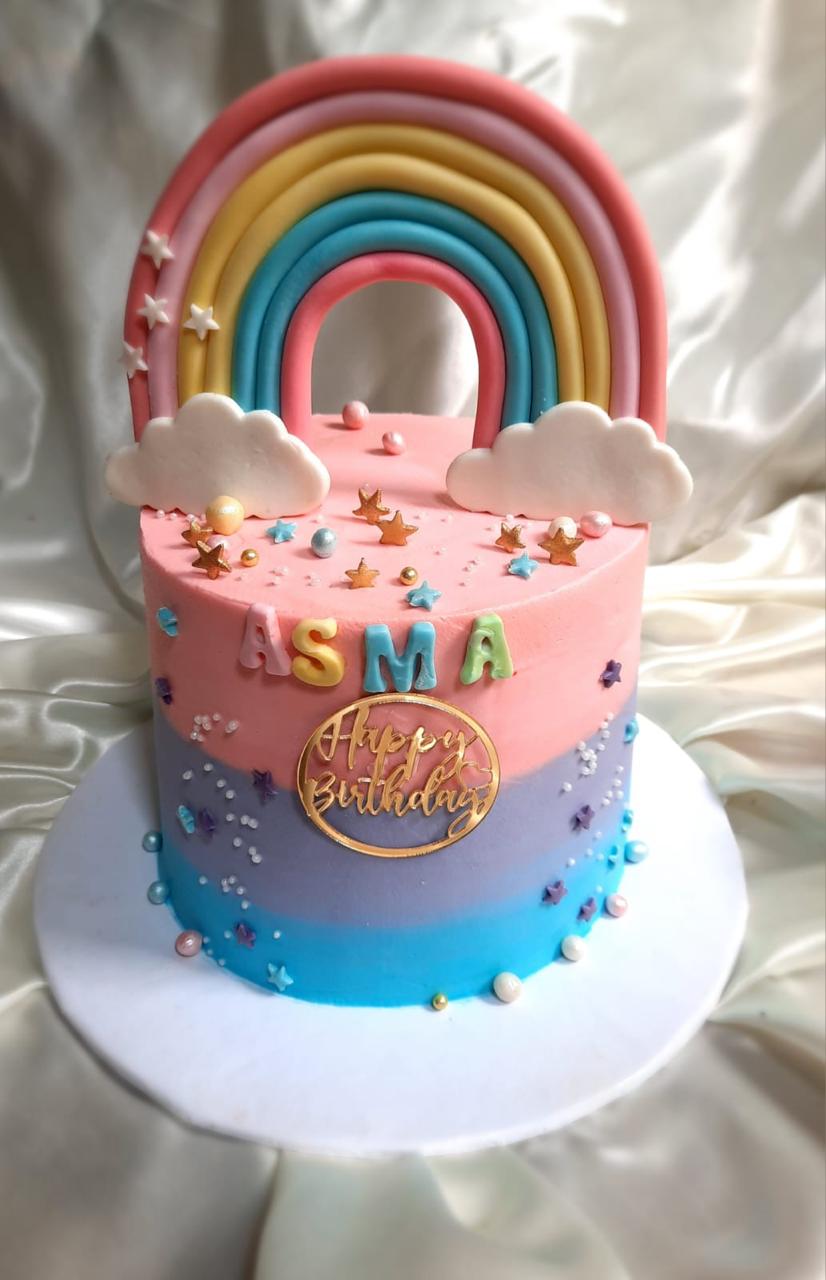 Rainbow Theme Custom Birthday Cake