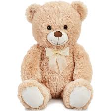 Plush Teddy Bear 2 Feet Beige with Ribbon Bow