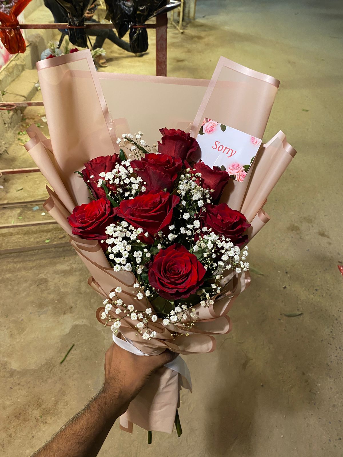 Sorry Red Roses Bouquet with Baby’s Breath