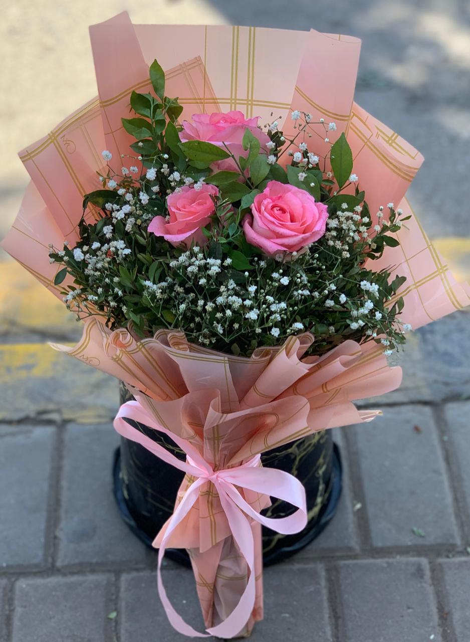 Soft Pink Roses Hand-Tied Bouquet