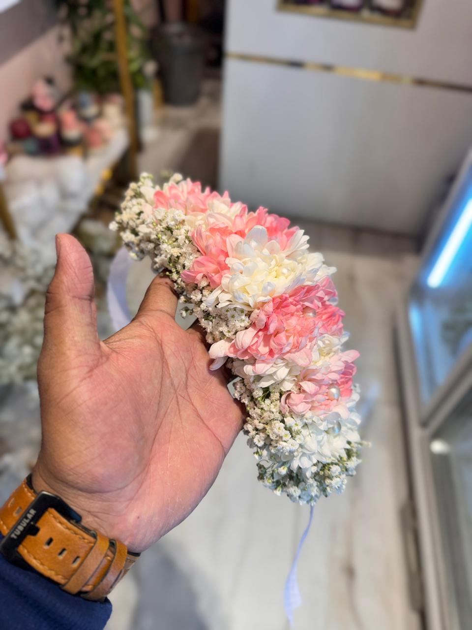 Blush Pink and Ivory Floral Wrist Corsage