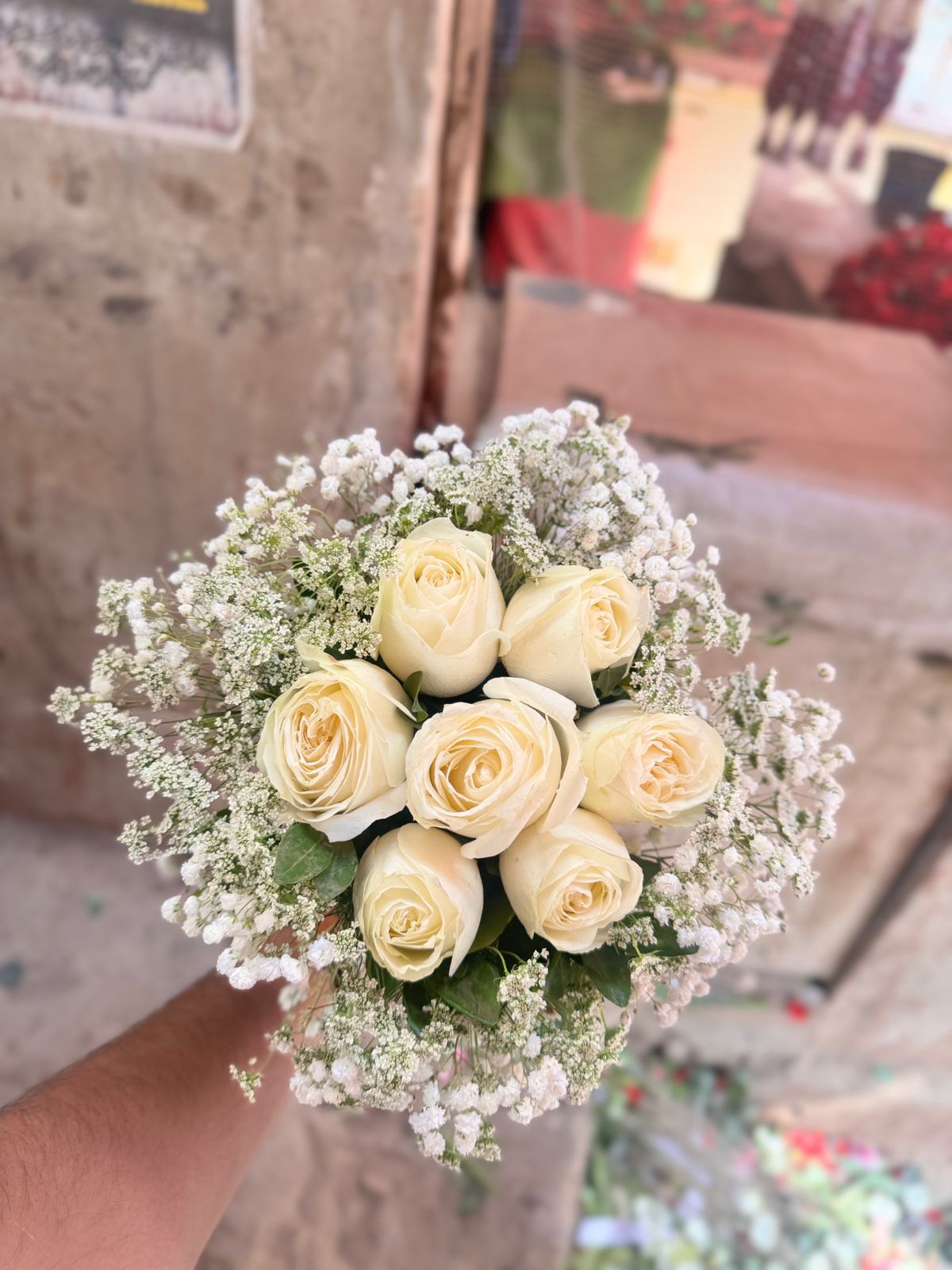 White Roses Classic Hand Bouquet