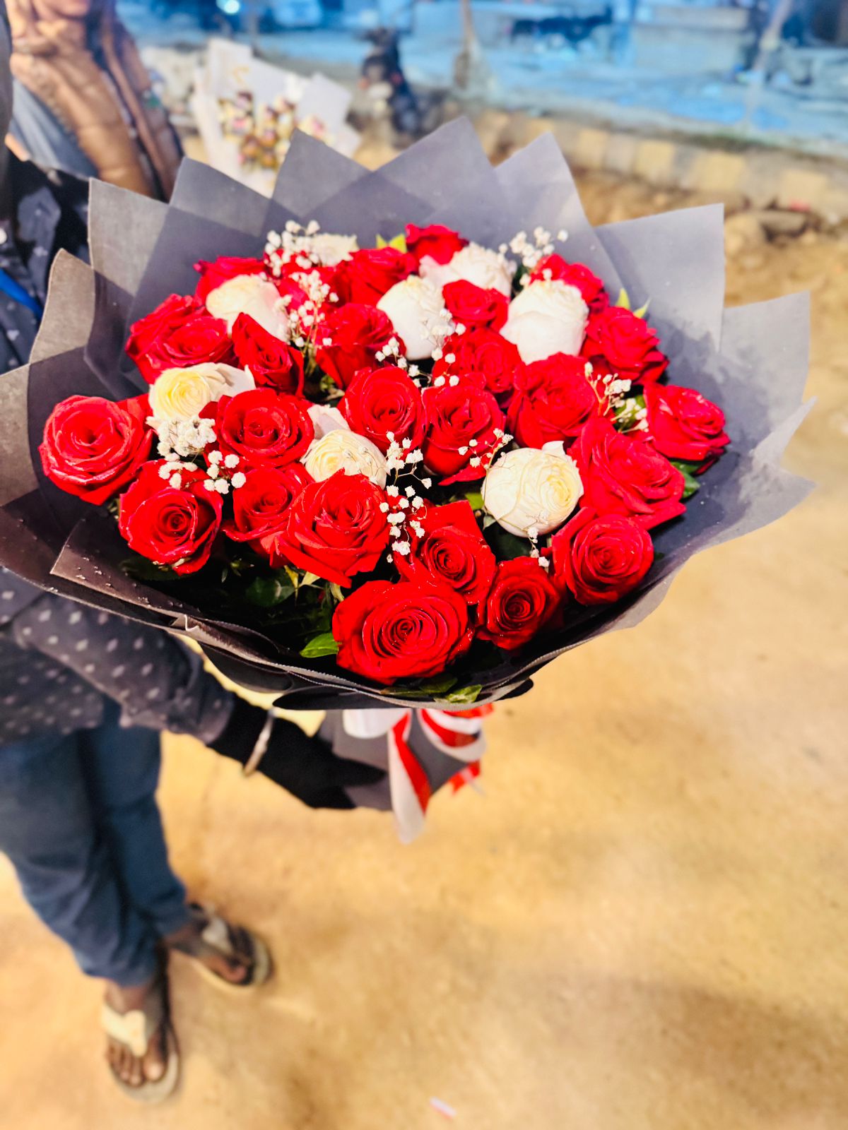 Red and White Roses Premium Bouquet