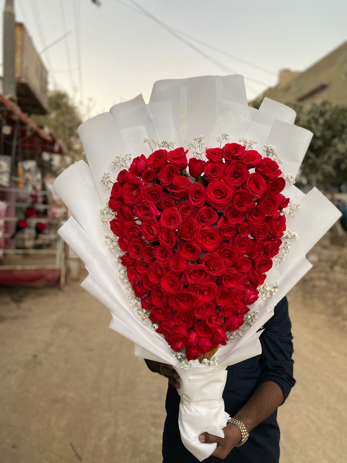 Heart-Shaped Red Roses Luxury Bouquet