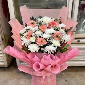 20 Pink & White Daisy Flower Bouquet